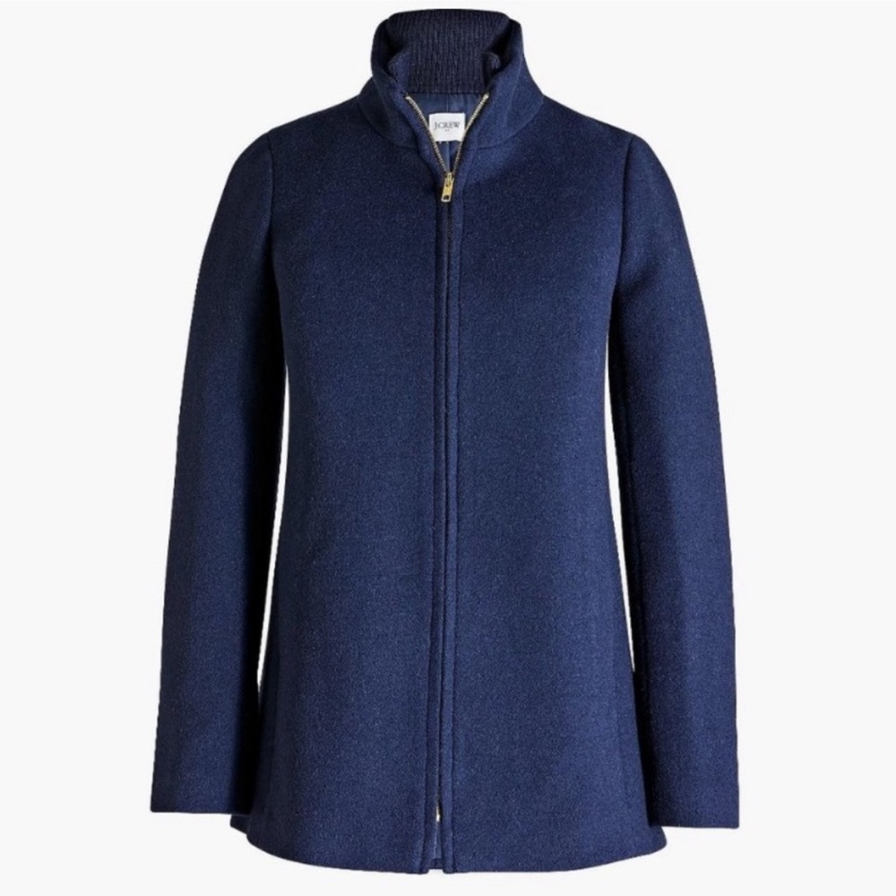 J Crew Factory Village Wool Coat Brand NWT Navy Blue Size 0